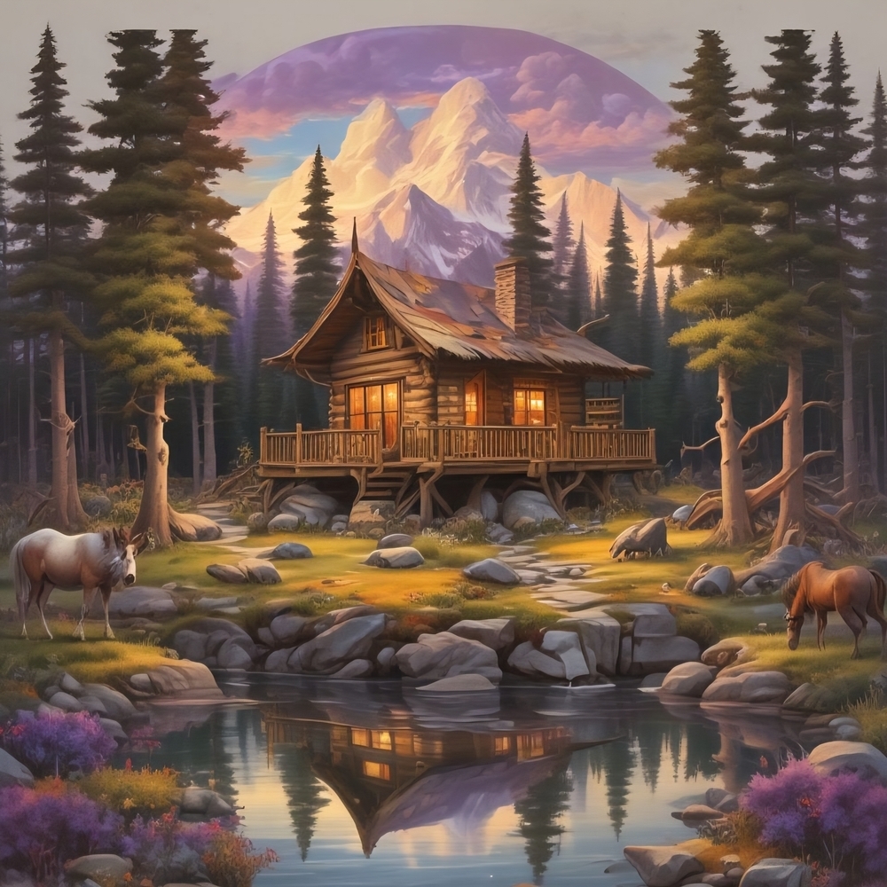 Rustic Cabin in the Woods Art Print